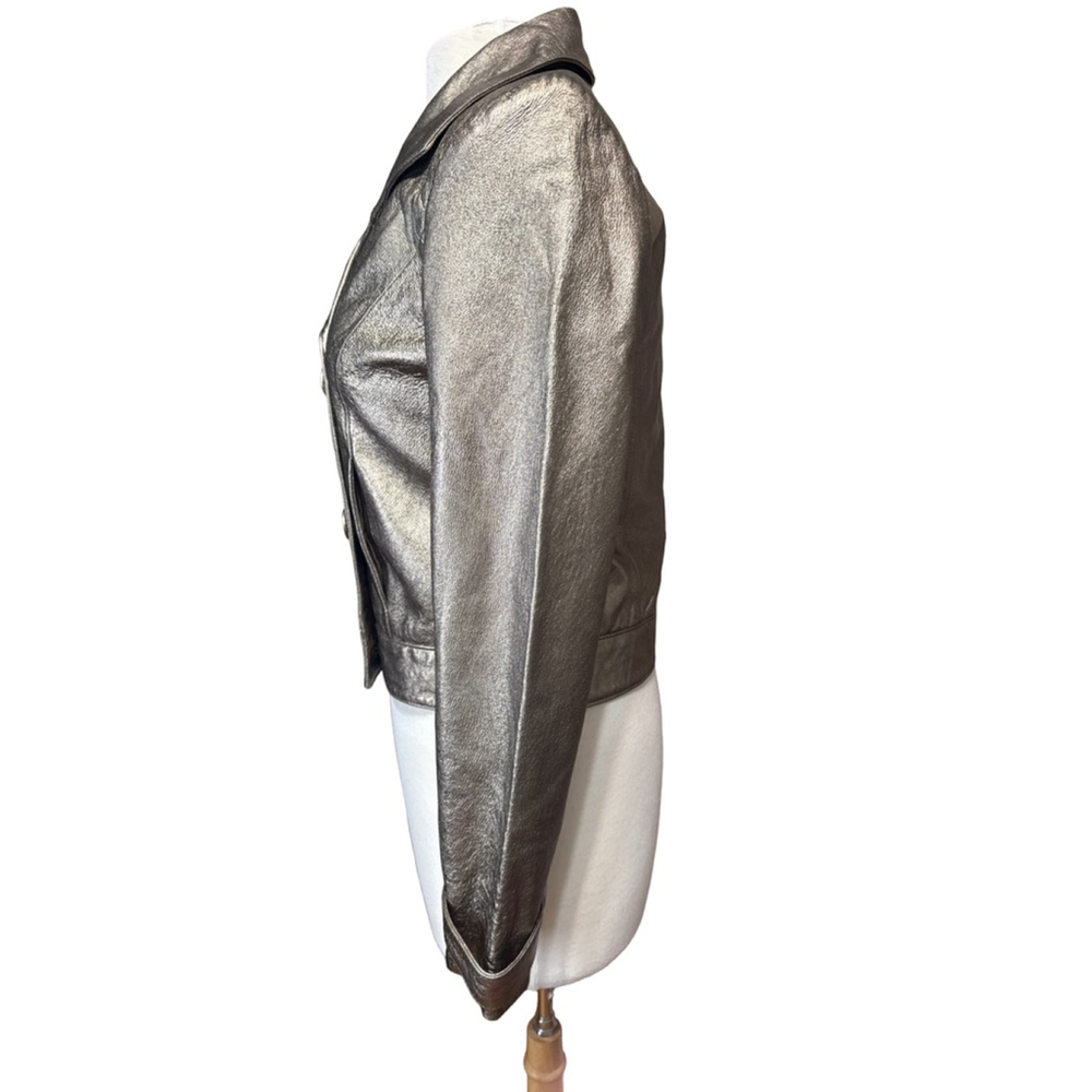 VINTAGE Spiegel Bronze Leather Jacket, Size 6 - Picture 2 of 8
